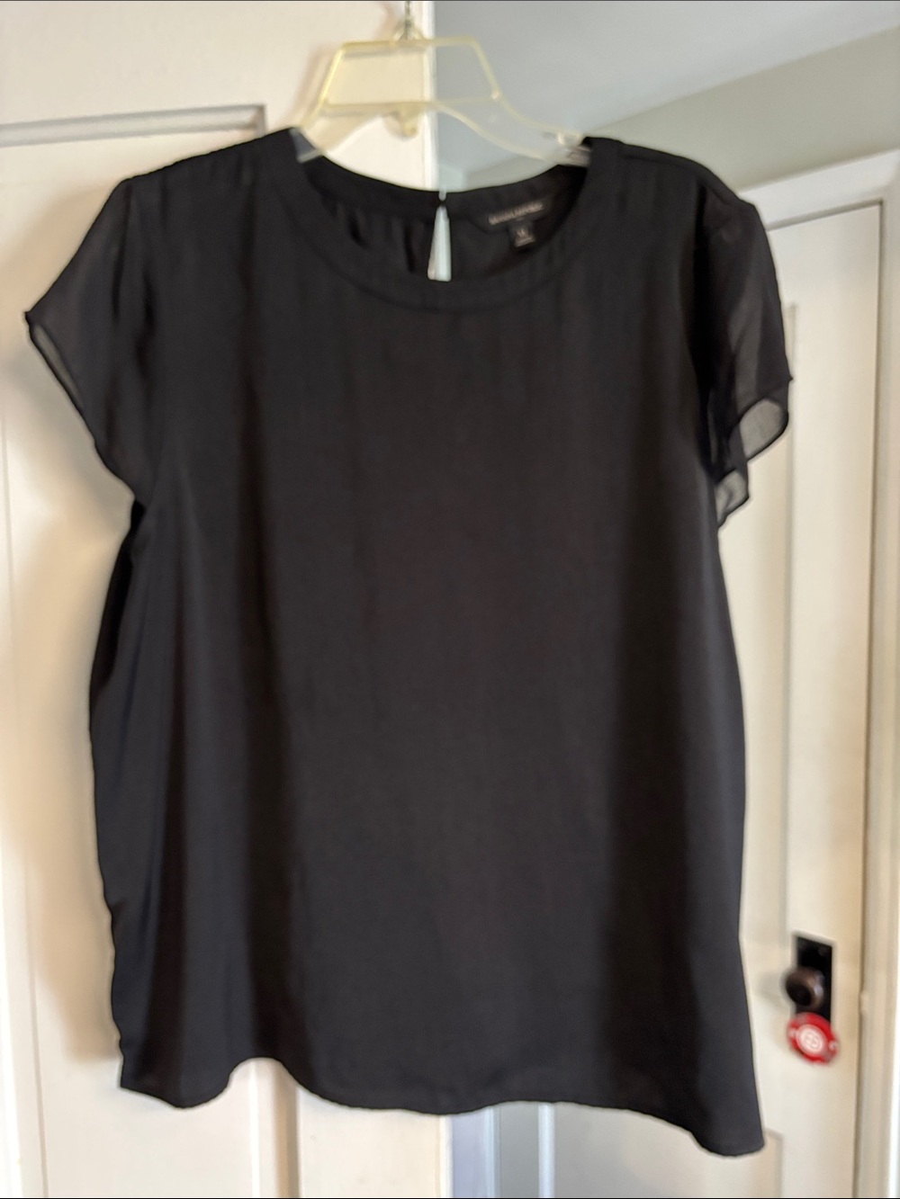 Banana Republic Black Sheer Sleeve Blouse
